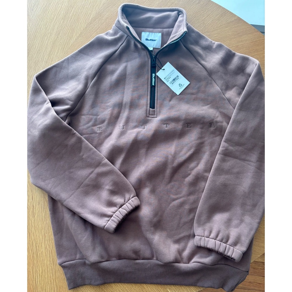 Butter Goods Hampshire 1/4Zip Pullover Saddle BrownFleece SweatshirtBGQ123170203
